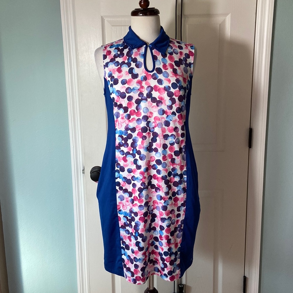 Izod womens sleeveless blue golf dress pockets